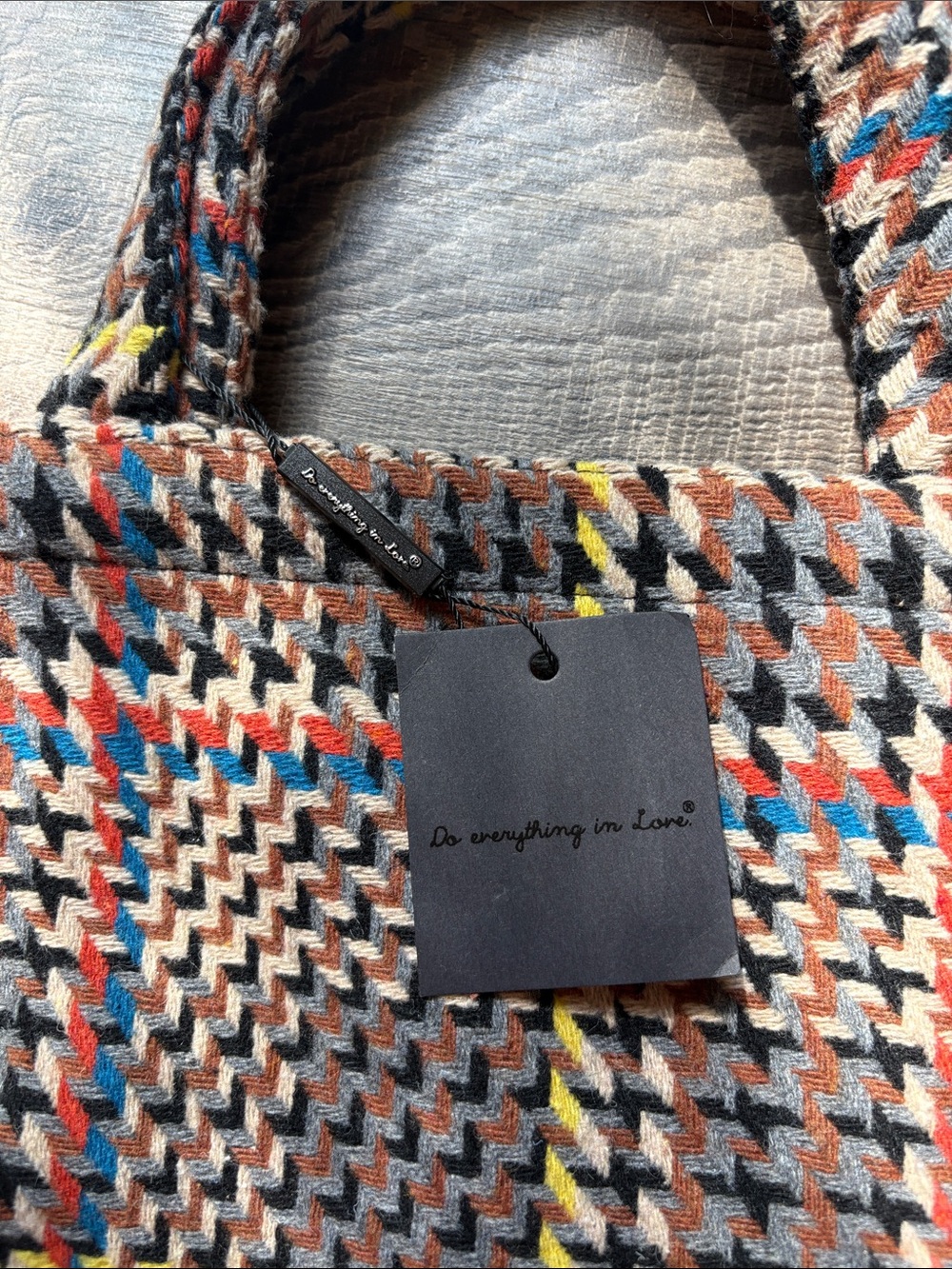 Multicolor Houndstooth Fall Tote - Picture 2 of 6
